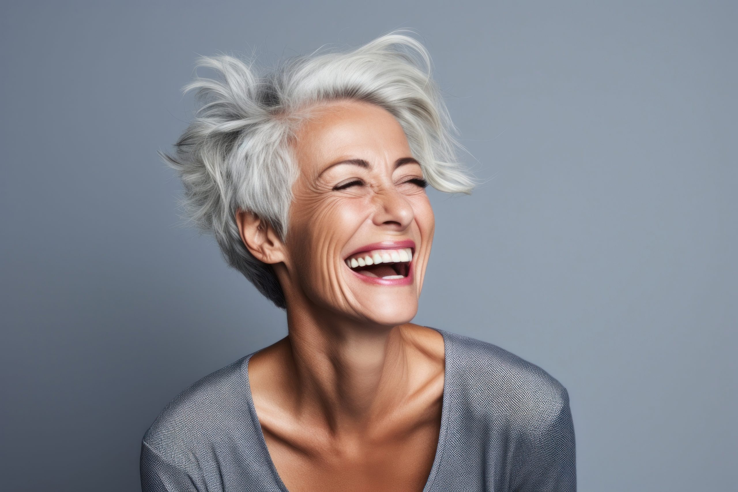 Laughing portrait smiling adult.